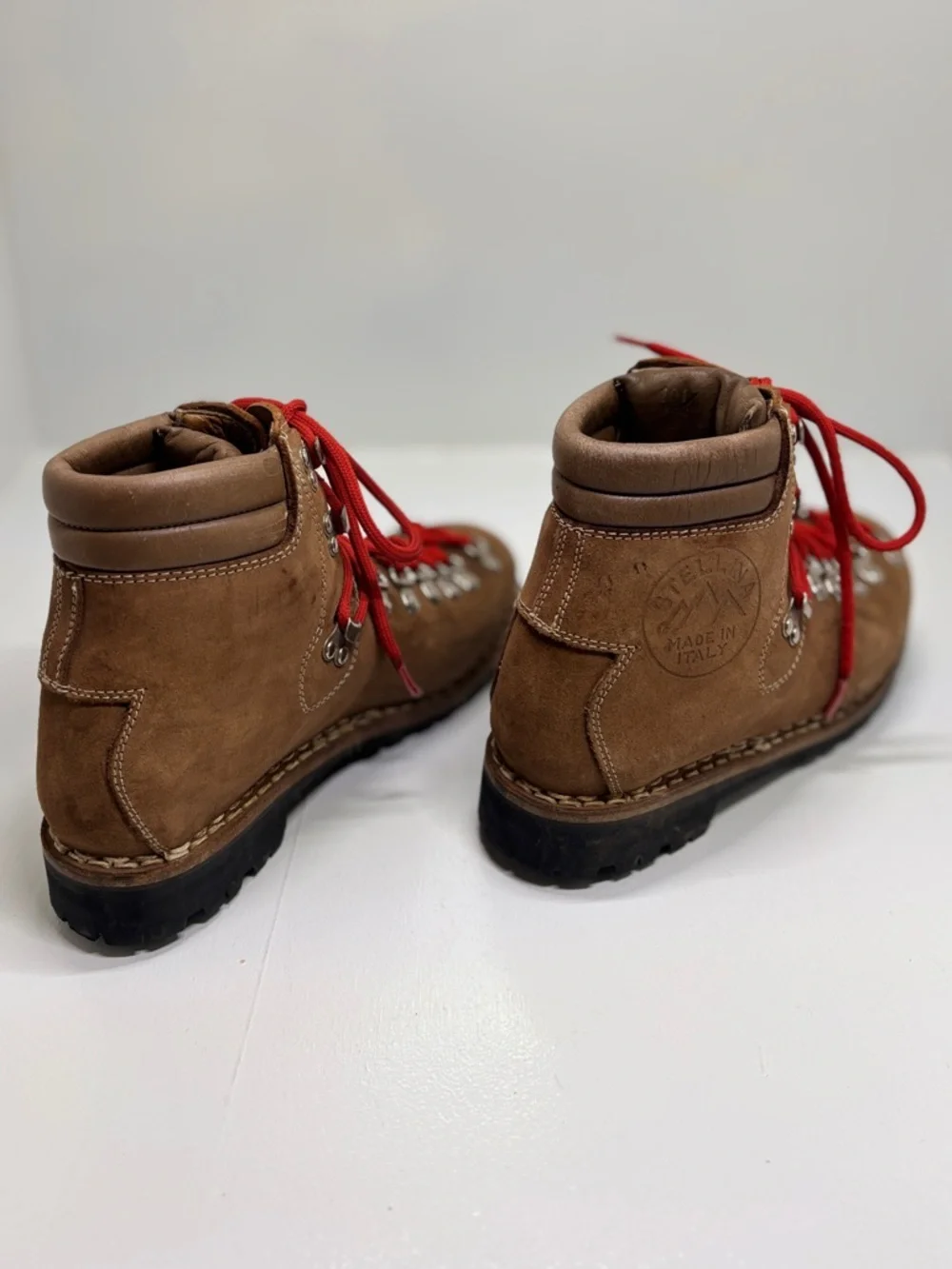 Stellina Made in Italy Hiking Boots Vibram Sole Brown Leather Alpine Mens US 8